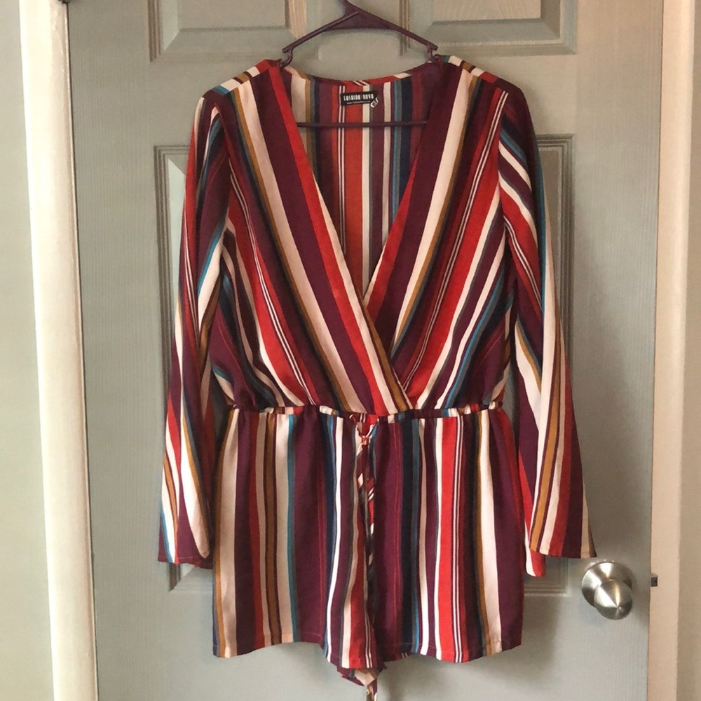 Multicolor Striped Long Sleeve Romper